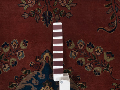 Sarouk Fine Oriental hand-knotted wool rug in Red & Midnight Blue, 9' x 9' — SKU O092358 (view 7)