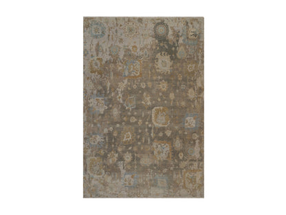 Brown 9'5" x 13'11" Oushak And Peshawar Hand knotted Wool Rug - Sku: O092360