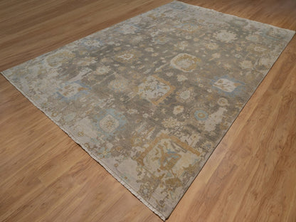 Brown 9'5" x 13'11" Oushak And Peshawar Hand knotted Wool Rug - Sku: O092360