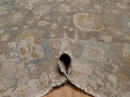 Brown 9'5" x 13'11" Oushak And Peshawar Hand knotted Wool Rug - Sku: O092360