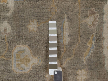 Brown 9'5" x 13'11" Oushak And Peshawar Hand knotted Wool Rug - Sku: O092360