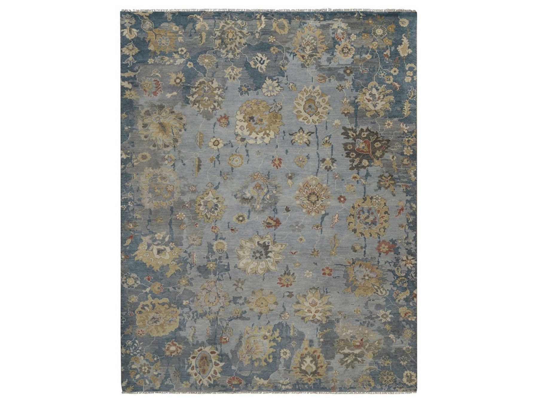 Grey 7'11" x 10'2" Oushak And Peshawar Hand knotted Wool Rug - Sku: O092364