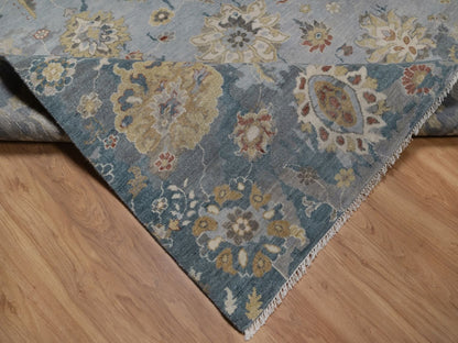 Grey 7'11" x 10'2" Oushak And Peshawar Hand knotted Wool Rug - Sku: O092364