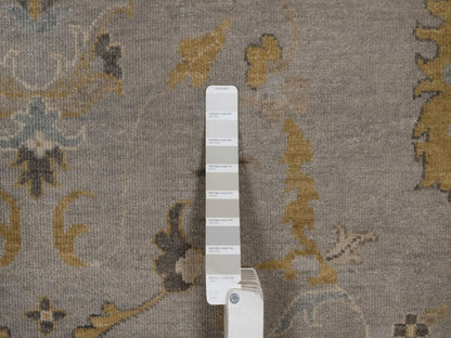 Grey 8'10" x 11'10" Oushak And Peshawar Hand knotted Wool Rug - Sku: O092365