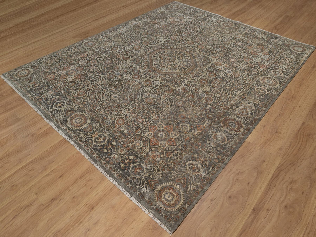 Mamluk Modern / Contemporary hand-knotted wool rug in Gray, 7'11" x 9'10" — SKU O092368 (view 3)