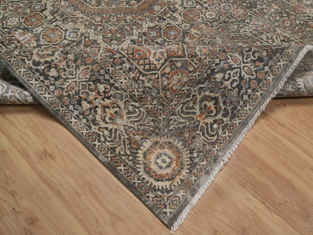Mamluk Modern / Contemporary hand-knotted wool rug in Gray, 7'11" x 9'10" — SKU O092368 (view 6)