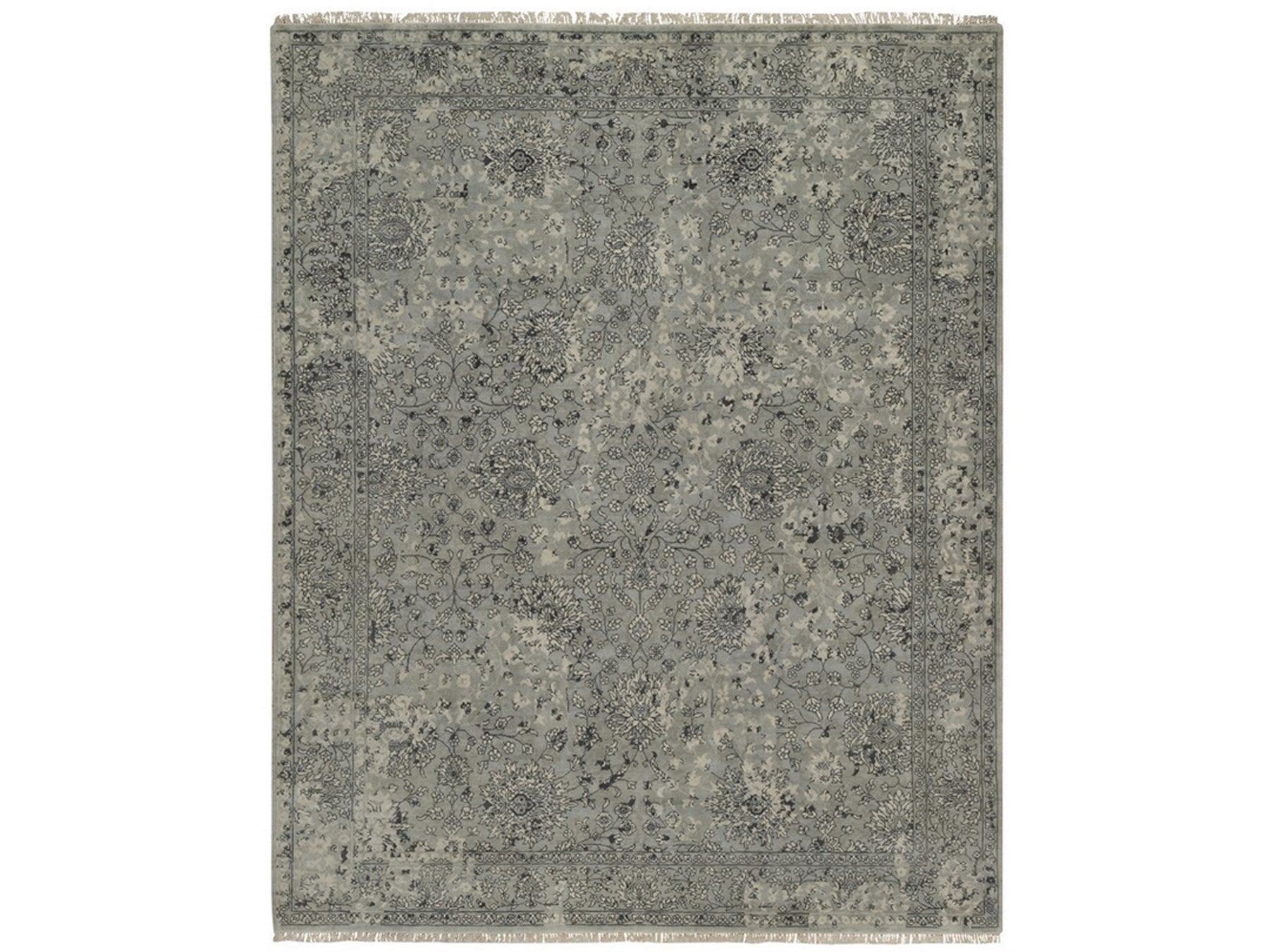 Kashan Transitional hand-knotted wool rug in Gray, 8' x 10'1" — SKU O092370