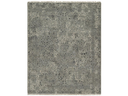 Kashan Transitional hand-knotted wool rug in Gray, 8' x 10'1" — SKU O092370