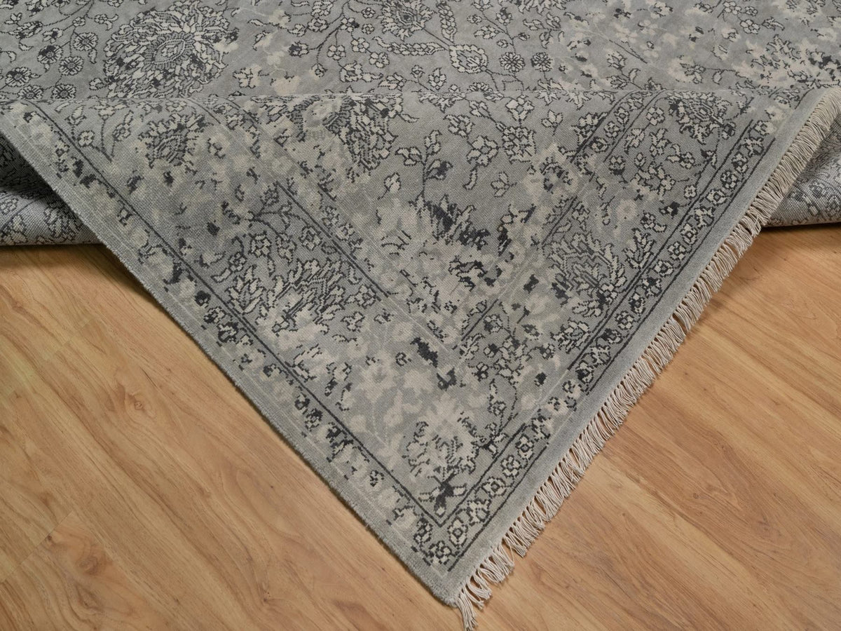 Kashan Transitional hand-knotted wool rug in Gray, 8' x 10'1" — SKU O092370 (view 6)