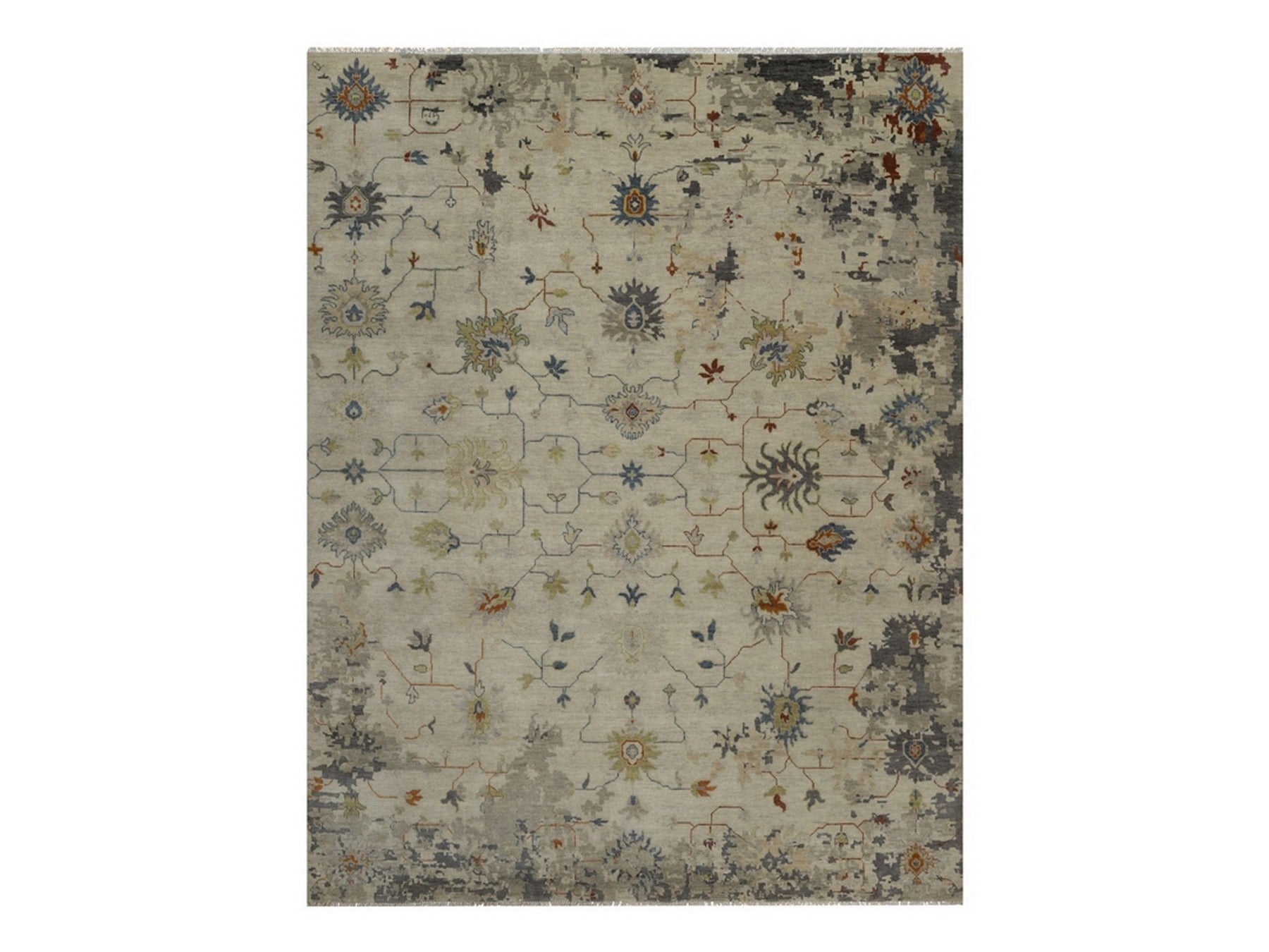 Ivory 7'10" x 10'1" Oushak And Peshawar Hand knotted Wool Rug - Sku: O092371