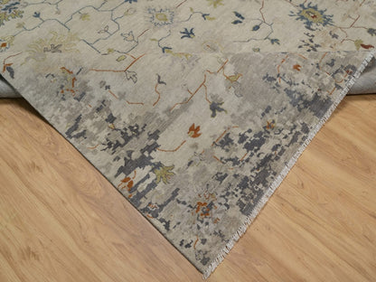 Ivory 7'10" x 10'1" Oushak And Peshawar Hand knotted Wool Rug - Sku: O092371