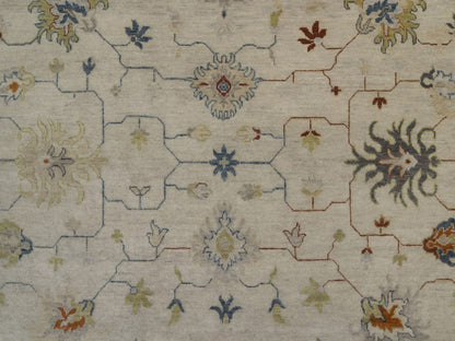 Ivory 7'10" x 10'1" Oushak And Peshawar Hand knotted Wool Rug - Sku: O092371