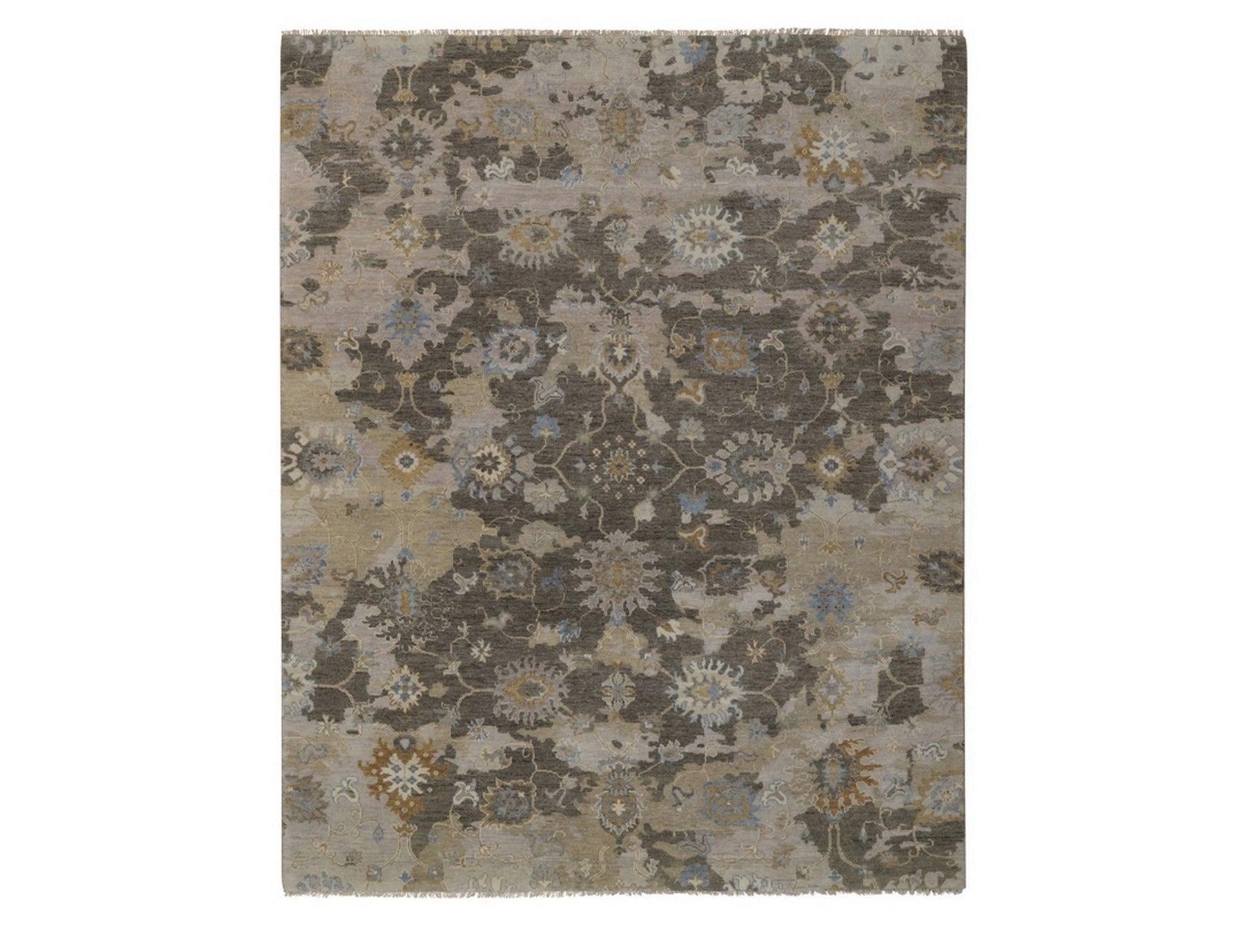 Brown 8'0" x 10'1" Oushak And Peshawar Hand knotted Wool Rug - Sku: O092372
