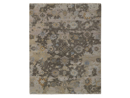 Brown 8'0" x 10'1" Oushak And Peshawar Hand knotted Wool Rug - Sku: O092372
