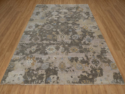 Brown 8'0" x 10'1" Oushak And Peshawar Hand knotted Wool Rug - Sku: O092372