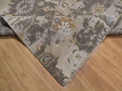 Brown 8'0" x 10'1" Oushak And Peshawar Hand knotted Wool Rug - Sku: O092372