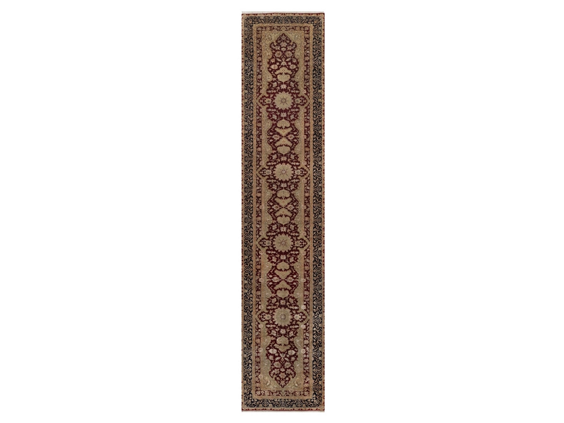 Red 2'8" x 13'2" Fine Oriental Hand knotted Wool/Silk Rug - Sku: O092375