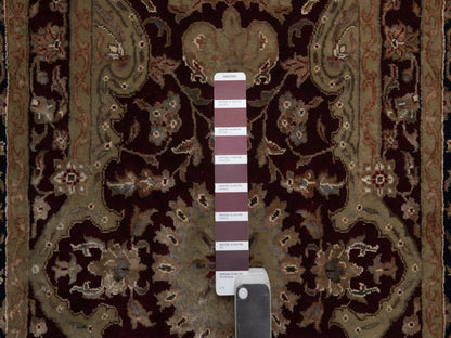 Tabriz Fine Oriental hand-knotted wool/silk runner in Red & Midnight Blue, 2'8" x 13'2" — SKU O092375 (view 4)