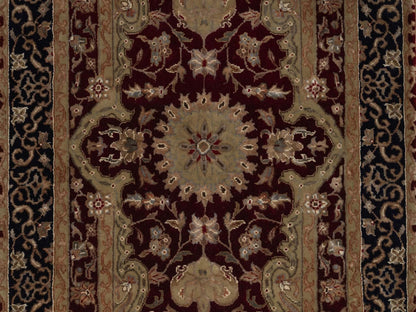 Tabriz Fine Oriental hand-knotted wool/silk runner in Red & Midnight Blue, 2'8" x 13'2" — SKU O092375 (view 5)