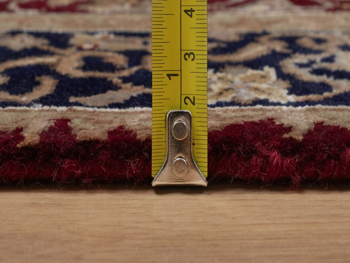 Tabriz Fine Oriental hand-knotted wool/silk runner in Red & Midnight Blue, 2'8" x 13'2" — SKU O092375 (view 7)