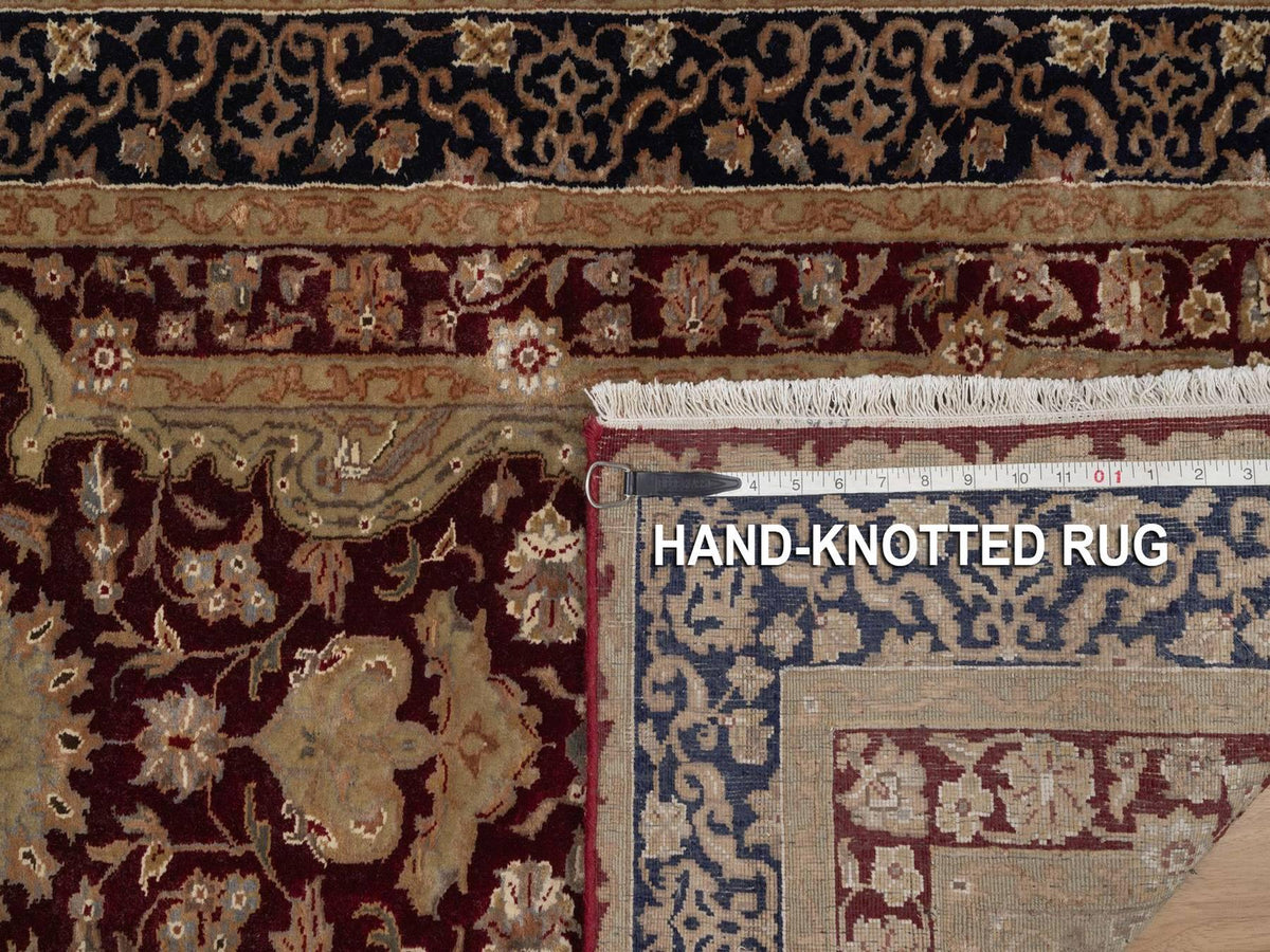 Tabriz Fine Oriental hand-knotted wool/silk runner in Red & Midnight Blue, 2'8" x 13'2" — SKU O092375 (view 8)