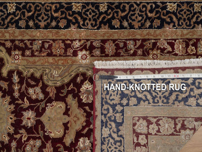 Tabriz Fine Oriental hand-knotted wool/silk runner in Red & Midnight Blue, 2'8" x 13'2" — SKU O092375 (view 8)