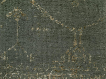 Green 2'0" x 2'0" Modern and Contemporary Hand knotted Wool/Silk Rug - Sku: O092376