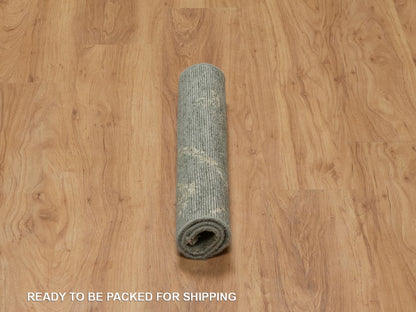 Green 2'0" x 2'0" Modern and Contemporary Hand knotted Wool/Silk Rug - Sku: O092376