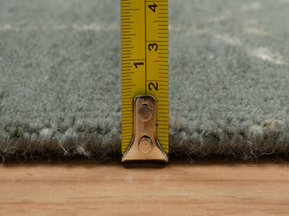 Green 2'0" x 2'0" Modern and Contemporary Hand knotted Wool/Silk Rug - Sku: O092376