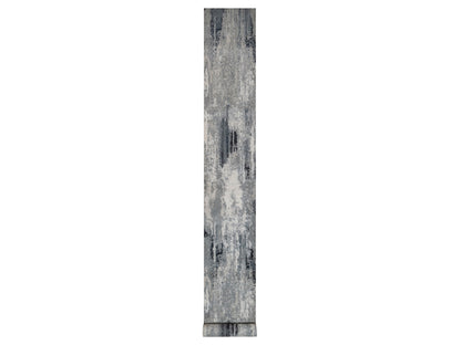 Modern / Contemporary hand-knotted wool/silk runner in Ivory, 2'5" x 21'8" — SKU O092379