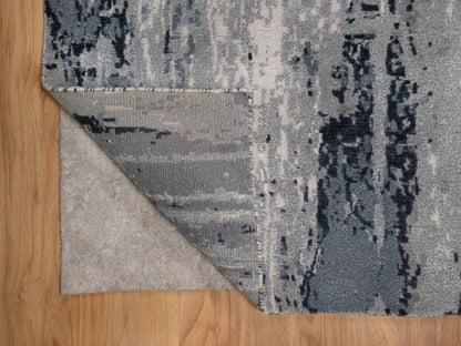 Ivory 2'5" x 21'8" Modern and Contemporary Hand knotted Wool/Silk Rug - Sku: O092379