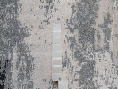 Ivory 2'5" x 21'8" Modern / Contemporary Hand knotted Wool/Silk Rug - Sku: O092379
