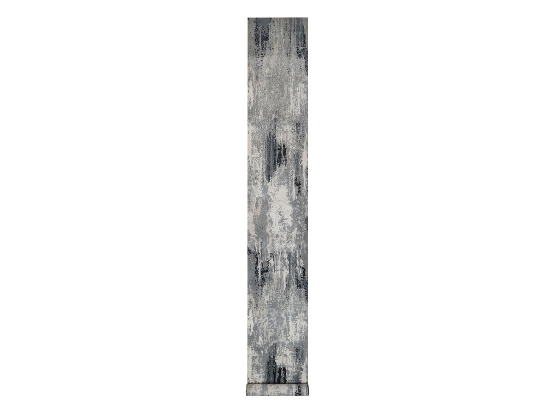 Modern / Contemporary hand-knotted wool/silk runner in Ivory, 2'5" x 19'9" — SKU O092380