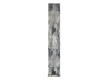 Modern / Contemporary hand-knotted wool/silk runner in Ivory, 2'5" x 19'9" — SKU O092380