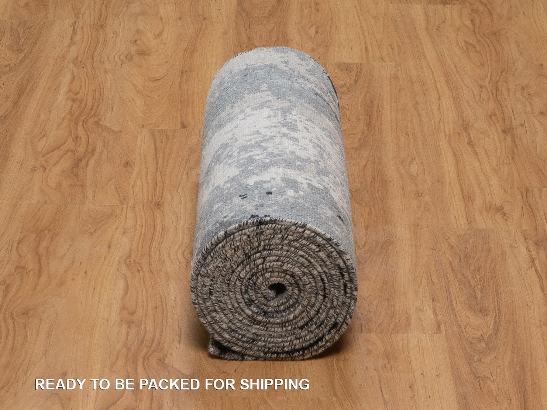 Modern / Contemporary hand-knotted wool/silk runner in Ivory, 2'5" x 19'9" — SKU O092380 (view 6)
