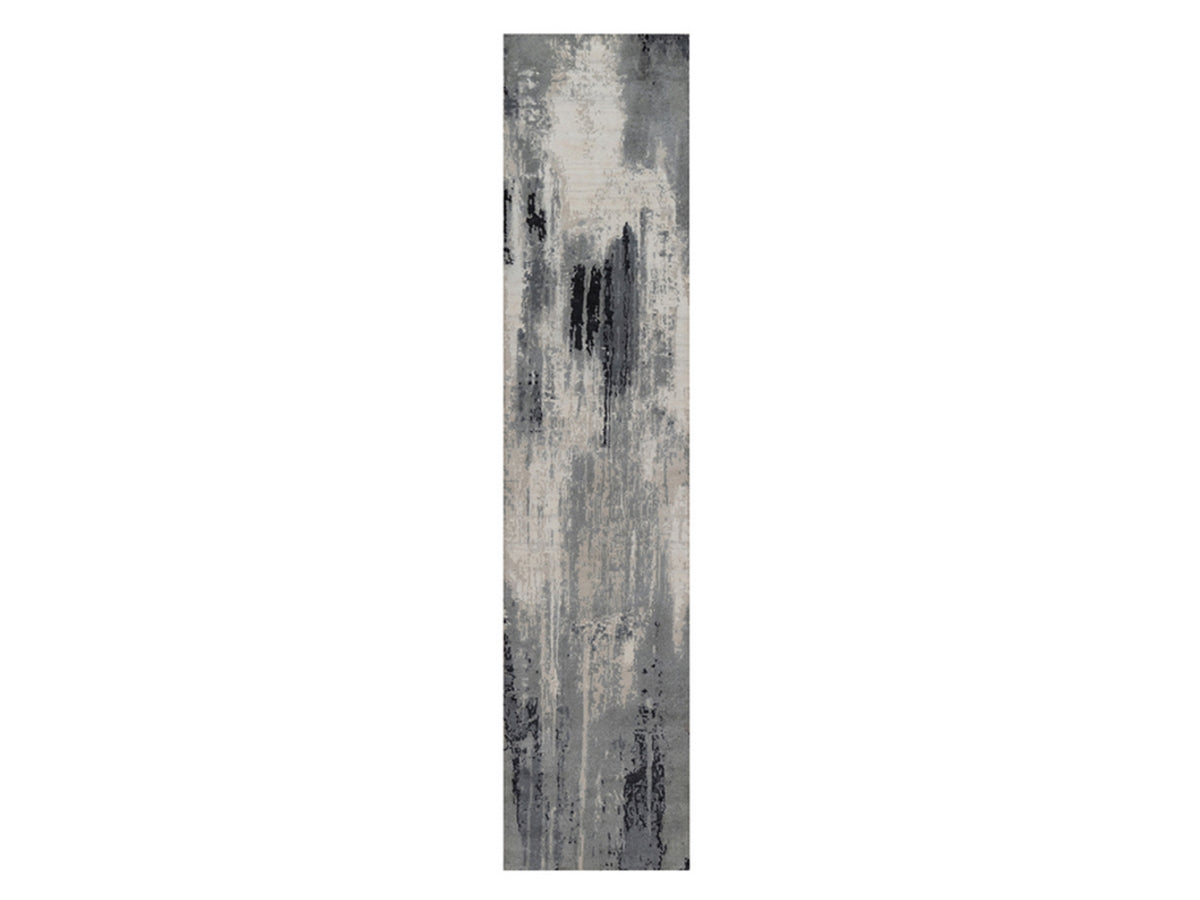Modern / Contemporary hand-knotted wool/silk runner in Gray, 2'6" x 11'10" — SKU O092381