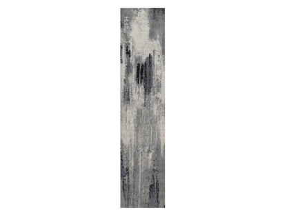 Modern / Contemporary hand-knotted wool/silk runner in Gray, 2'6" x 11'10" — SKU O092381