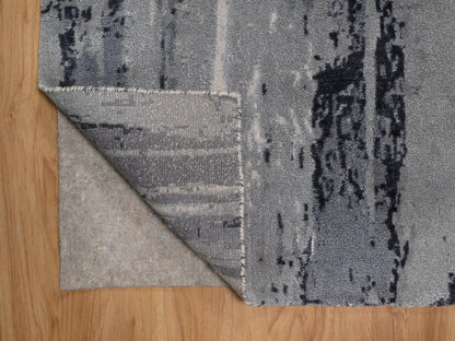 Modern / Contemporary hand-knotted wool/silk runner in Gray, 2'6" x 11'10" — SKU O092381 (view 3)