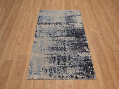 Grey 3'0" x 4'11" Modern and Contemporary Hand knotted Wool/Silk Rug - Sku: O092383