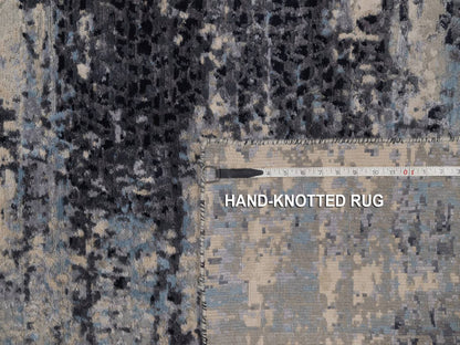 Grey 3'0" x 4'11" Modern and Contemporary Hand knotted Wool/Silk Rug - Sku: O092383