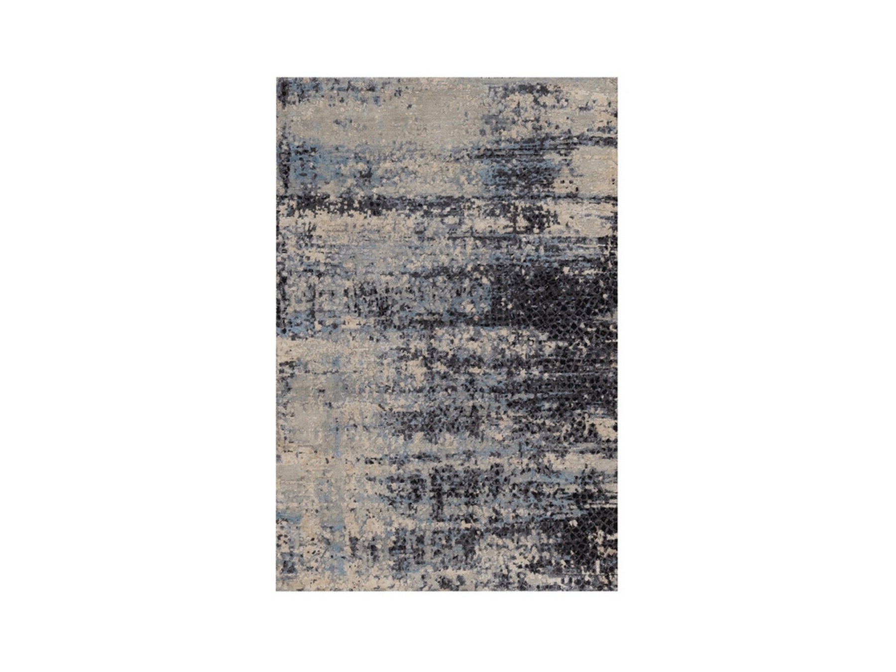 Modern / Contemporary hand-knotted wool/silk rug in Gray, 3'10" x 5'11" — SKU O092384