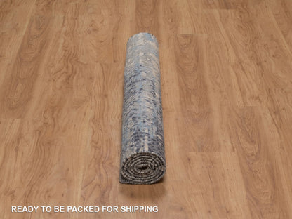 Modern / Contemporary hand-knotted wool/silk rug in Gray, 3'10" x 5'11" — SKU O092384 (view 6)