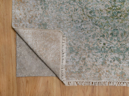 Green 5'0" x 7'2" Modern and Contemporary Hand knotted Wool/Silk Rug - Sku: O092385