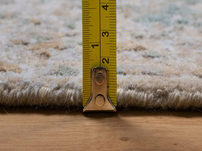 Green 5'0" x 7'2" Modern and Contemporary Hand knotted Wool/Silk Rug - Sku: O092385
