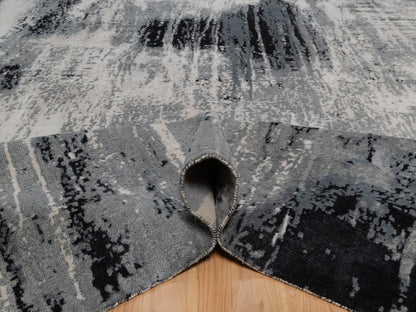 Modern / Contemporary hand-knotted wool/silk rug in Ivory, 8'1" x 10'1" — SKU O092387 (view 5)