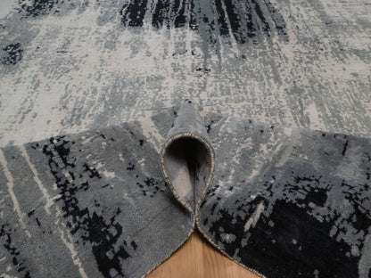 Ivory 9'0" x 12'0" Modern and Contemporary Hand knotted Wool/Silk Rug - Sku: O092388