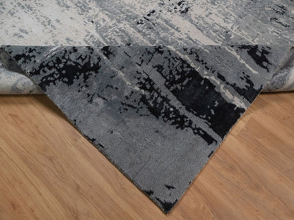 Ivory 9'0" x 12'0" Modern and Contemporary Hand knotted Wool/Silk Rug - Sku: O092388