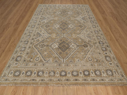 Shiraz Tribal & Geometric hand-knotted wool rug in Brown, 9' x 12'2" — SKU O092389 (view 2)