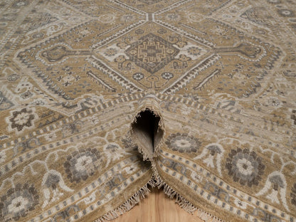 Brown 9'0" x 12'2" Tribal & Geometric Hand knotted Wool Rug - Sku: O092389