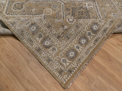 Brown 9'0" x 12'2" Tribal & Geometric Hand knotted Wool Rug - Sku: O092389